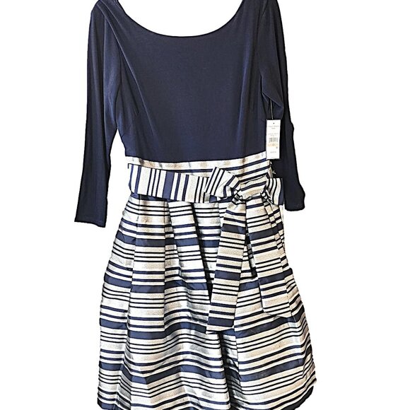 Navy Blue and Silver Cocktail Dress by Jessica Howard - Size 12 - NWT - Picture 1 of 6